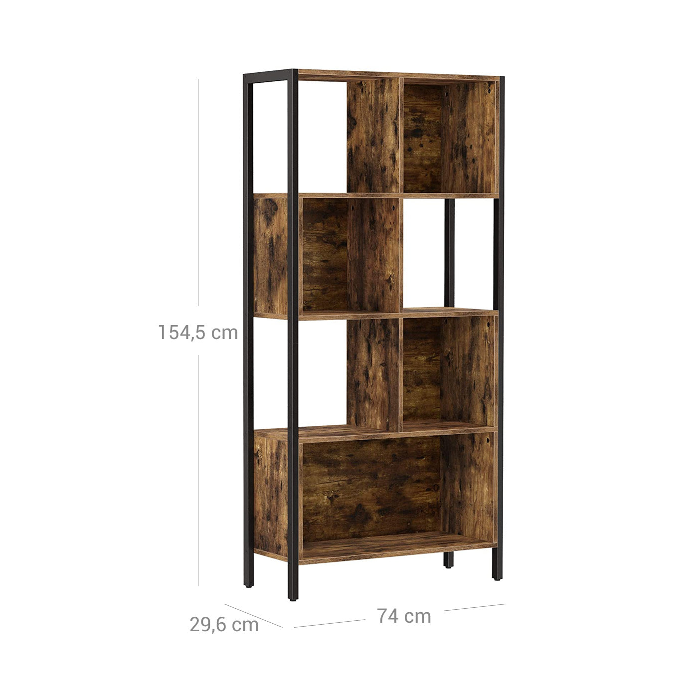 Bookshelf, Bookcase, Cube Storage Rack, Room Divider with Steel Frame, Kids Room, Kitchen, Living Room, Home Office, Industrial Style, Rustic Brown and Black