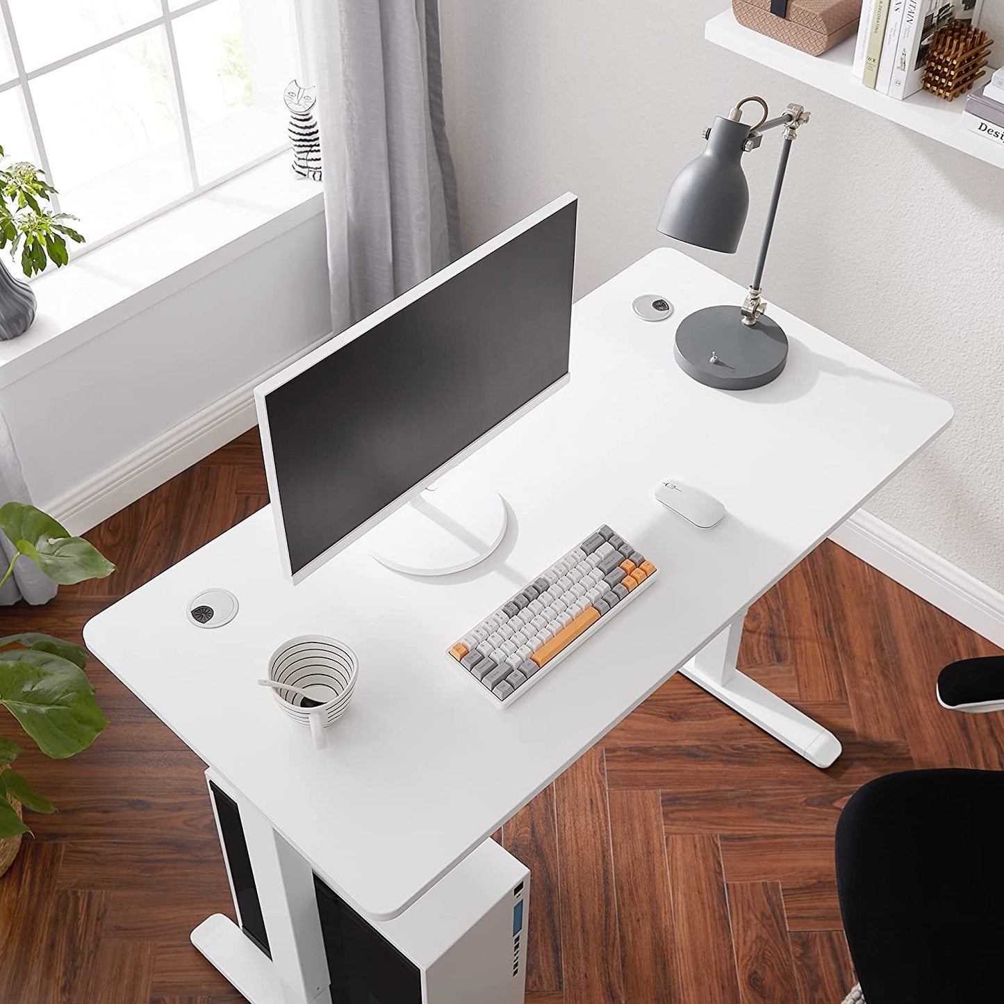 Electric Desk Top, Writing Desk Top, with Rounded Corners and Smooth Edges, for Electric Standing Desk, 120 x 60 x 1.8 cm, White LDB001W01