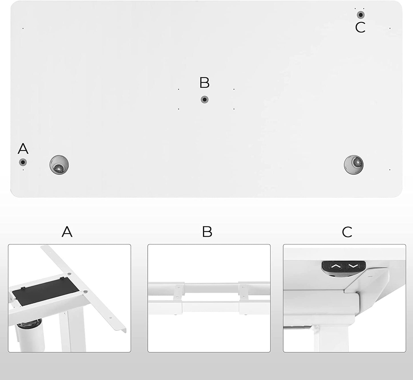 Electric Desk Top, Writing Desk Top, with Rounded Corners and Smooth Edges, for Electric Standing Desk, 120 x 60 x 1.8 cm, White LDB001W01