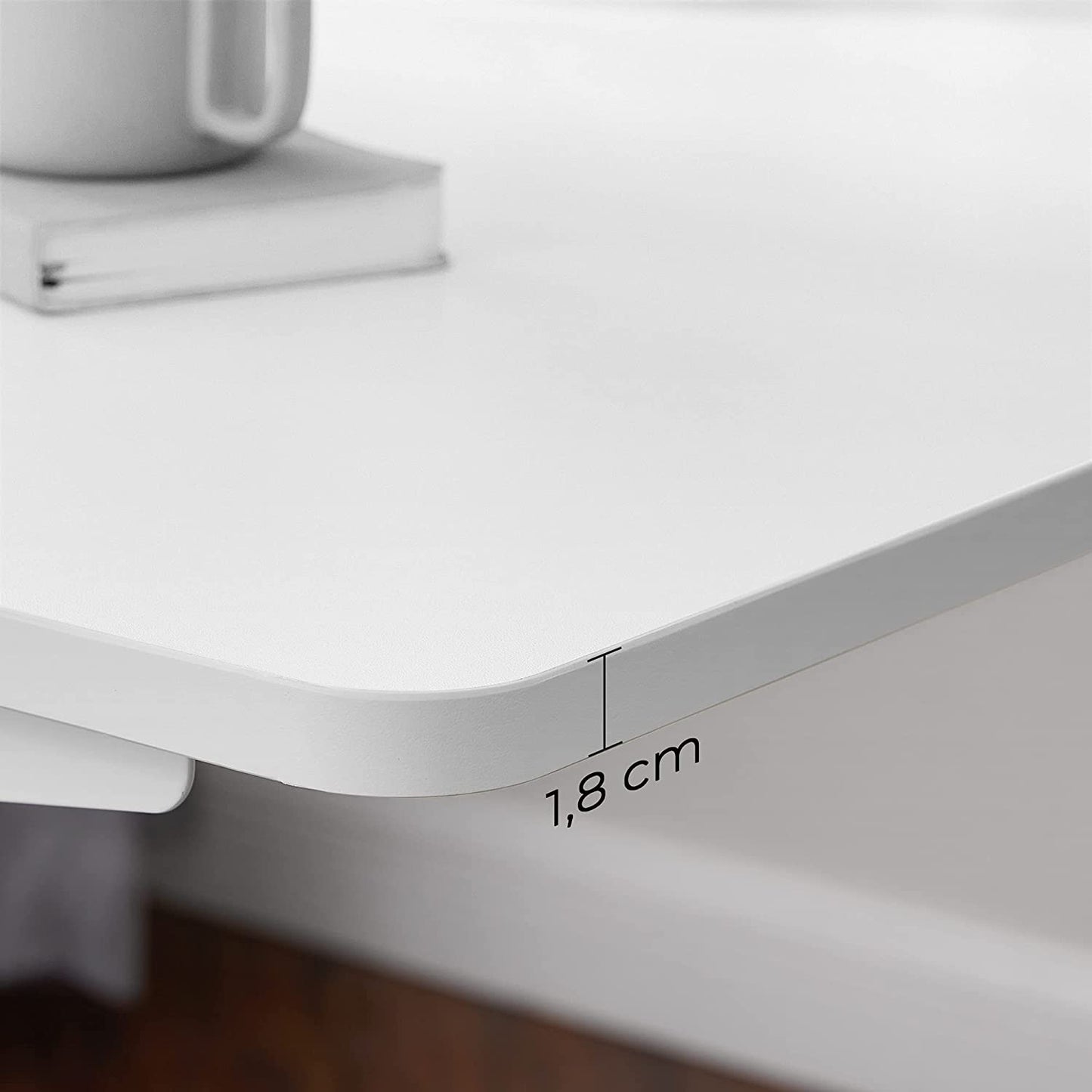 Electric Desk Top, Writing Desk Top, with Rounded Corners and Smooth Edges, for Electric Standing Desk, 120 x 60 x 1.8 cm, White LDB001W01