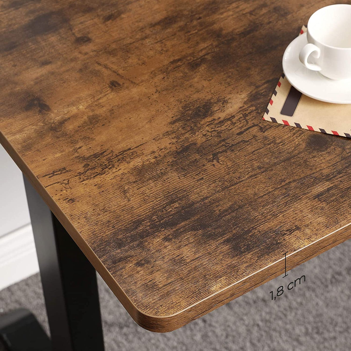 Table Top for Electric Desk, Desk Top with Smooth Edges, Melamine Coating, MDF, 140 x 70 x 1.8 cm, Vintage Brown LDB002B01