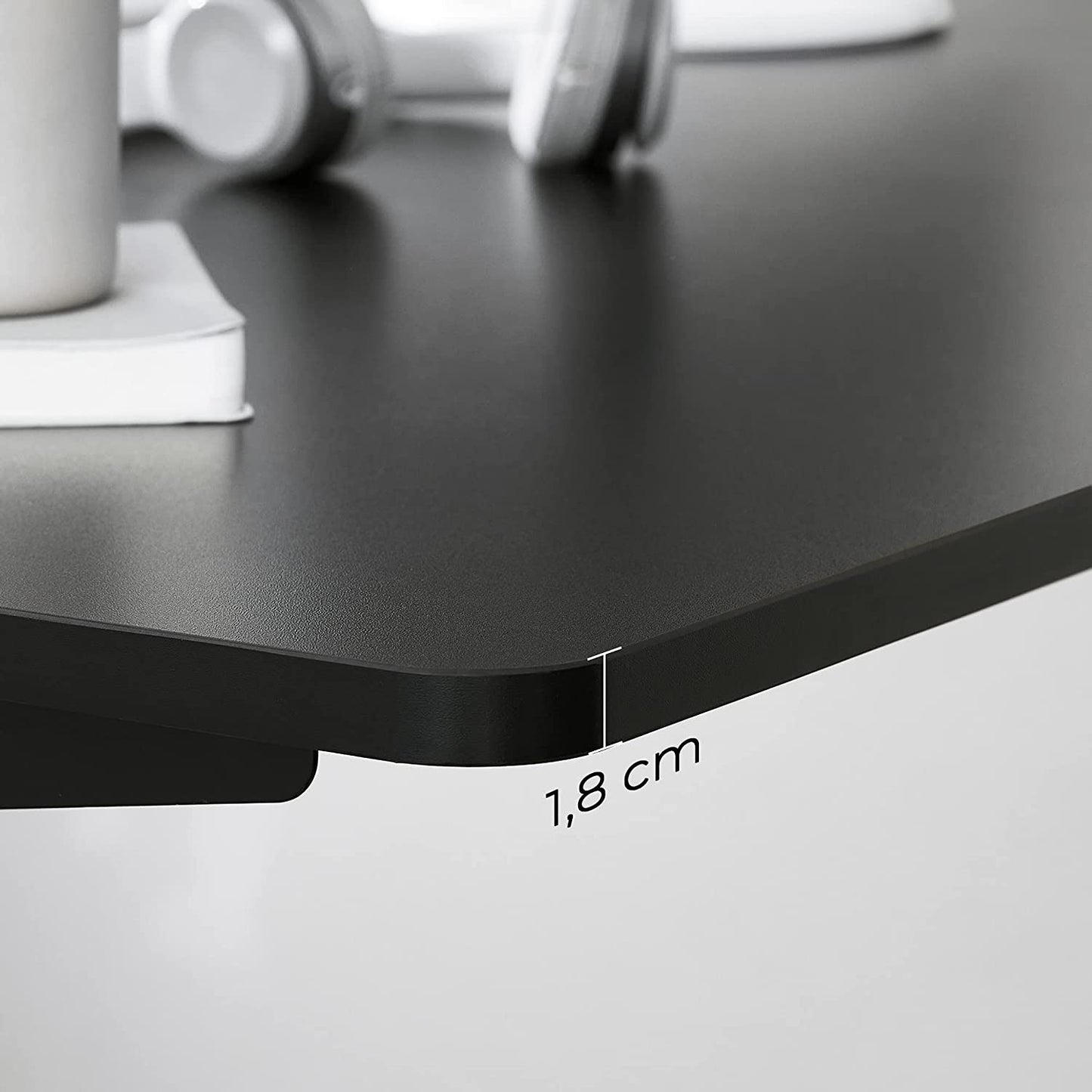 Electric Desk Top with Smooth Edges, Melamine Coating, MDF, 140 x 70 x 1.8 cm, Black LDB002B02