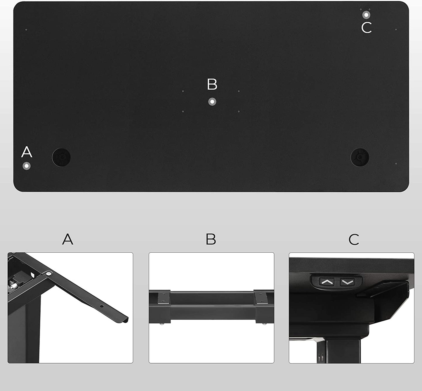 Electric Desk Top with Smooth Edges, Melamine Coating, MDF, 140 x 70 x 1.8 cm, Black LDB002B02