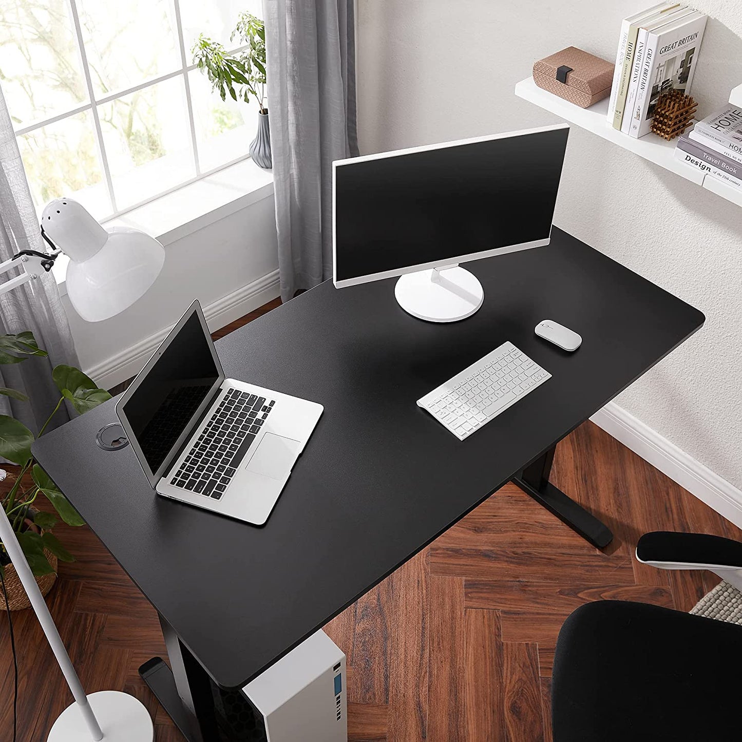 Electric Desk Top with Smooth Edges, Melamine Coating, MDF, 140 x 70 x 1.8 cm, Black LDB002B02