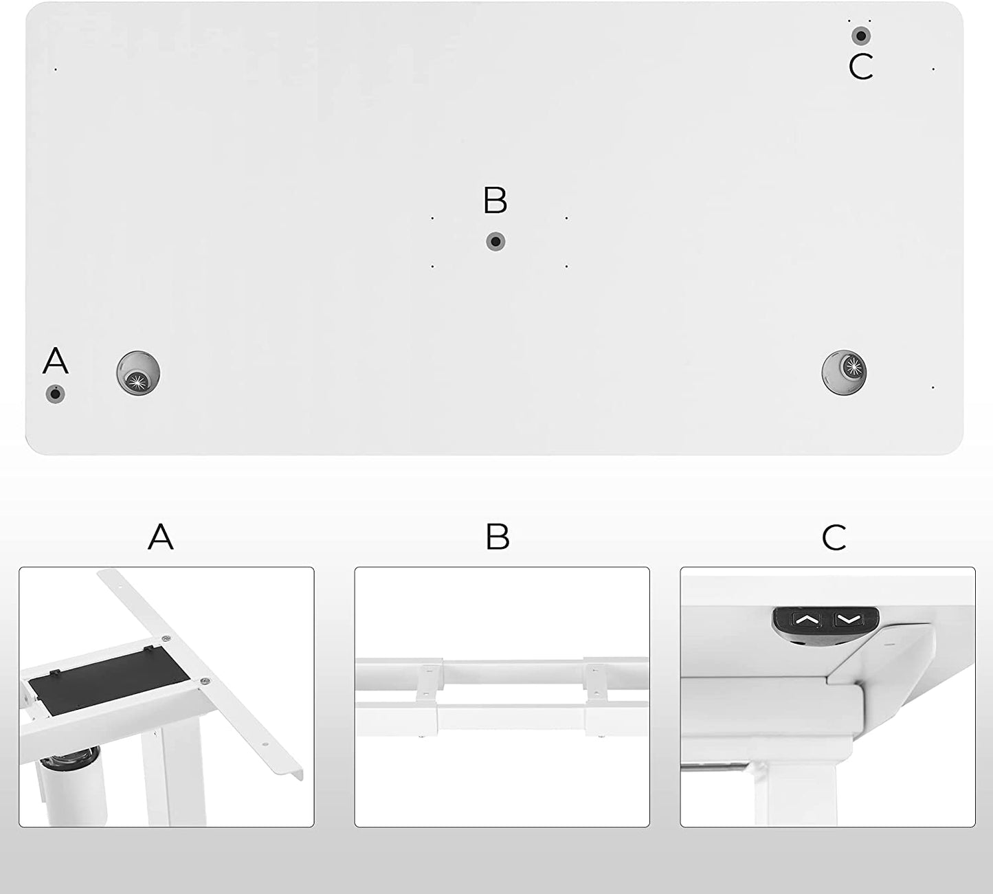 Electric Desk Top, Writing Desk Top, with Rounded Corners and Smooth Edges, for Electric Standing Desk, 140 x 70 x 1.8 cm, White LDB002W01