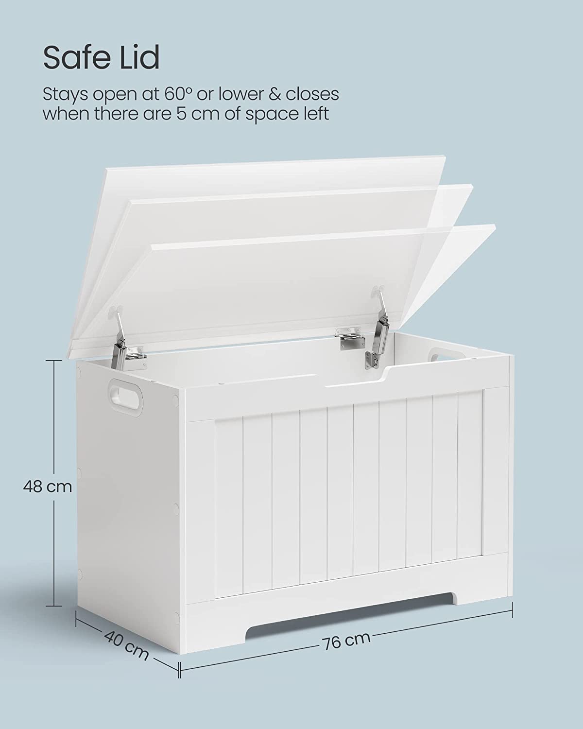 LHS11WT Toy Bench Space Seat Storage Chest with Large Capacity White, Engineered Wood, 76 x 48 x 40 cm (B x H x T)