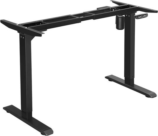 Electric Standing Desk Frame with Motorized Height Adjustment, Adjustable Length, Steel, Black