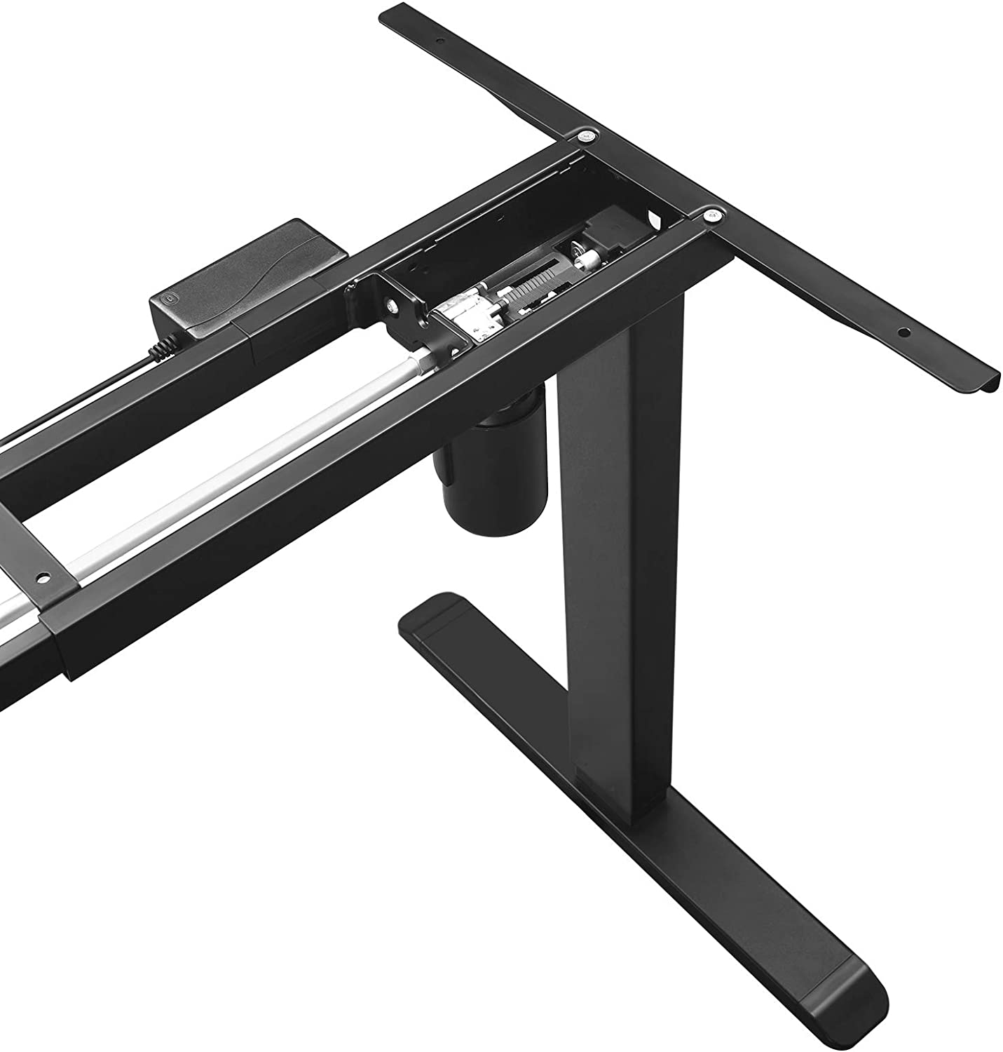 Electric Standing Desk Frame with Motorized Height Adjustment, Adjustable Length, Steel, Black