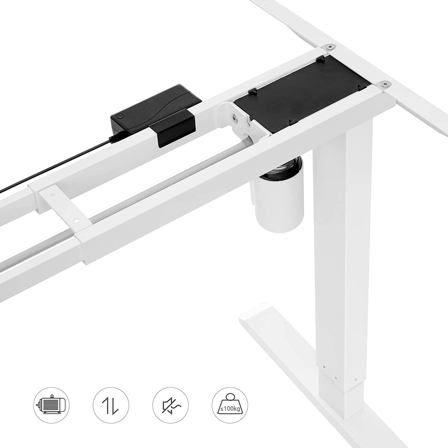 Table Frame, Freely Height-Adjustable, Desk Frame, Electric Desk, Table Stand with Motor, Length Adjustable, Steel, White