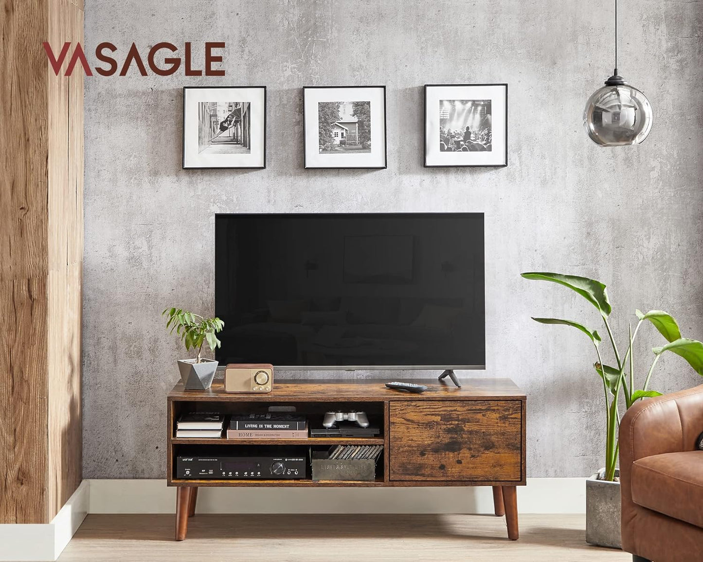 TV Stand, TV Bench TV Cabinet for TVs up to 55 Inches, TV Console, Rustic Brown ULTV120T01