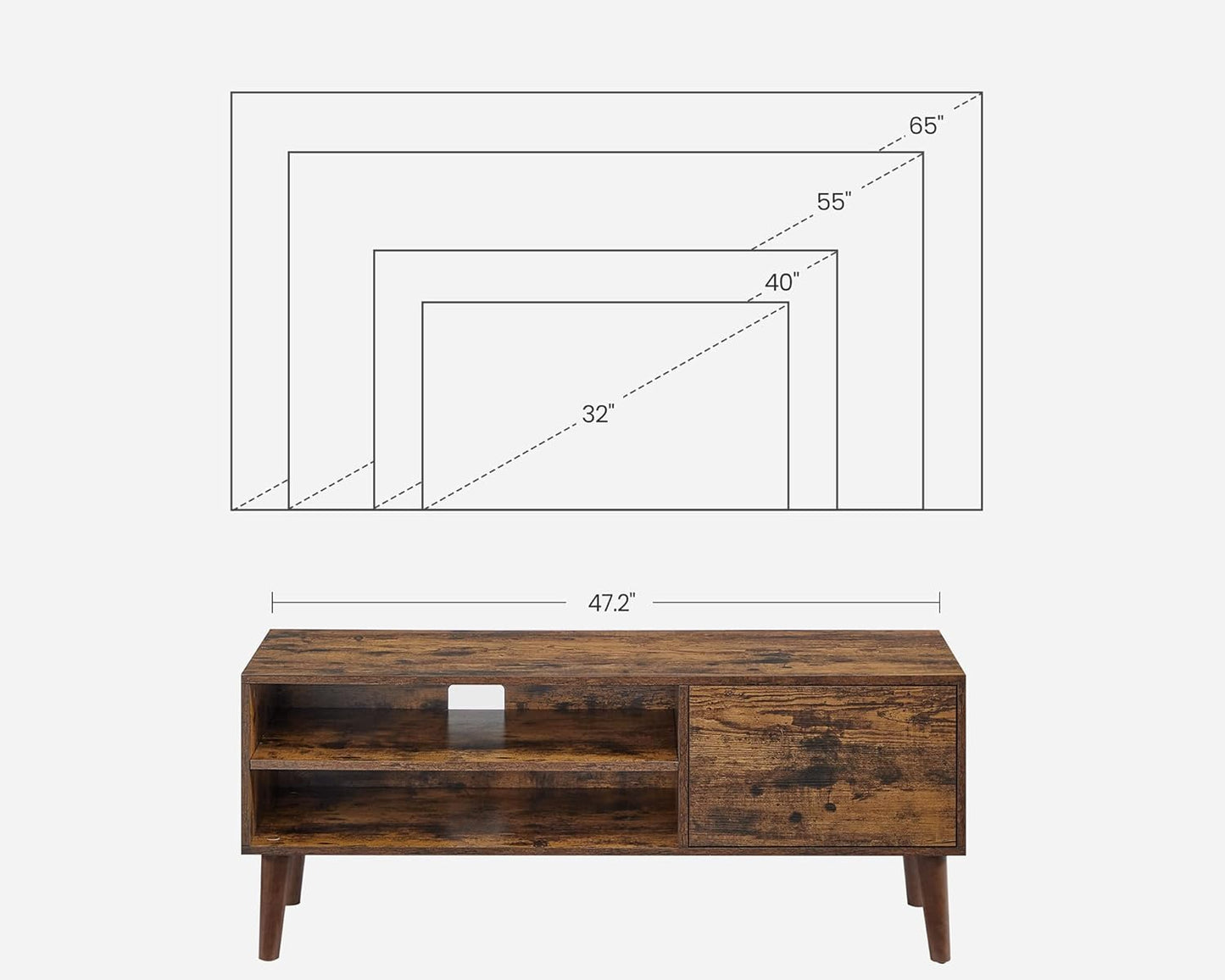 TV Stand, TV Bench TV Cabinet for TVs up to 55 Inches, TV Console, Rustic Brown ULTV120T01