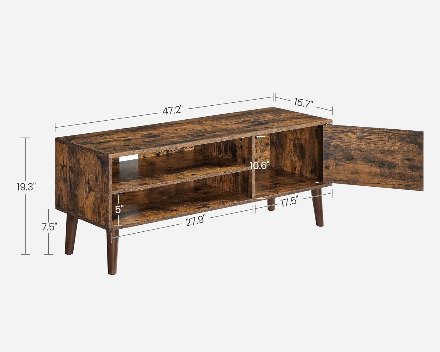 TV Stand, TV Bench TV Cabinet for TVs up to 55 Inches, TV Console, Rustic Brown ULTV120T01