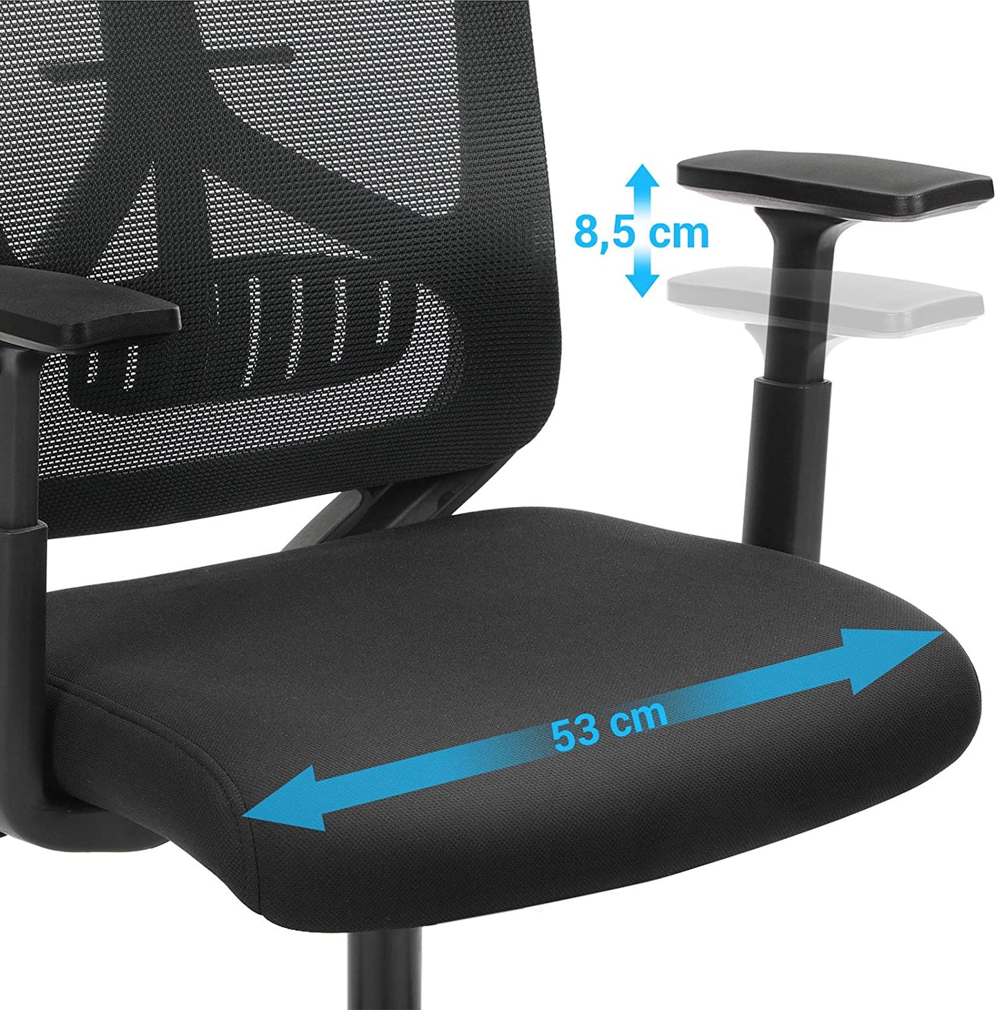 Ergonomic Office and Desk Chair with Lumbar Support, Swivel Computer Chair with Adjustable Headrest and Armrests, Rocker Function, and Height Adjustment, Black